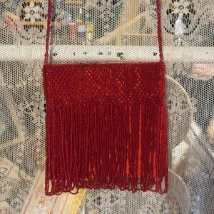 Retro Red Beaded Flapper Purse